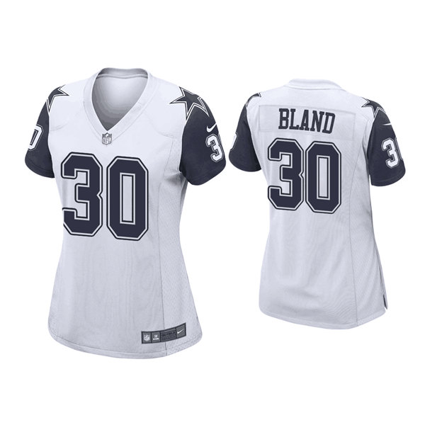 Women's Dallas Cowboys #30 DaRon Bland White/Navy Stitched Game Jersey(Run Small)